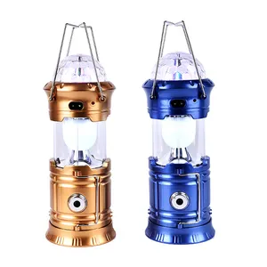 Rechargeable 6 LED Hand Lamp Collapsible Solar Camping Lantern Tent Lights for Outdoor Lighting