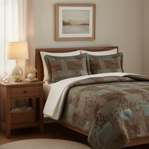 Ensemble de couette imprimé floral 4 pièces pour lit king-size ou queen-size, 100% coton, garnissage en coton tissé, pour usage domestique - Product Image 2