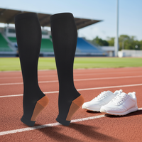 Chaussettes de compression graduée tricotées sur mesure pour jeunes, grande taille, hauteur genou, à bout ouvert, pour la récupération de la circulation et un confort tout au long de la journée