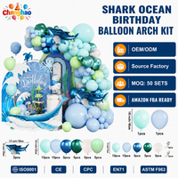 Kit d'arche de ballons personnalisés en gros sur le thème des requins et de l'océan, guirlande de ballons pour décorations de scène de fête d'anniversaire sur le thème marin