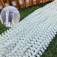 Chaîne de perles artificielles à bas prix, perles beiges de 6 mm et 8 mm, rideau, décoration de mariage, événement, toile de fond, bricolage, décorations, perles