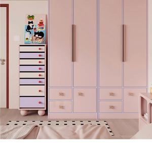 Armoire rose sur mesure avec <span class=keywords><strong>lit</strong></span> intégré, design <span class=keywords><strong>de</strong></span> garde-robe murale avec porte-pantalons télescopique intégré, rangement pour chambre à coucher - Product Image 1