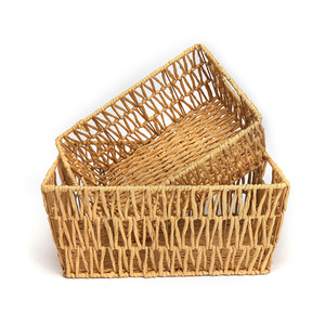 Custom-made paper <b>rope</b> woven <b>basket</b> for kitchen dirty clothes <b>storage</b>; hollowed-out <b>storage</b> <b>basket</b> for household sundries and - Product Image 1