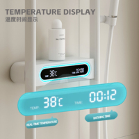 Ensemble de douche intelligent thermostatique avec affichage numérique, rotation à 360 degrés, en laiton brossé et céramique, massage doux