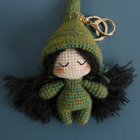 Nouvelle poupée elfe forestière au crochet fait main, porte-clés, figurine artisanale lourde, breloque de sac
