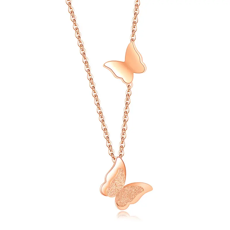 Trendy Gold Plated Stainless Steel Butterfly Necklaces Women Custom Stainless Steel Jewelry Oem