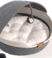 Promo HOT Tempat Tidur Kucing Anyaman Alami dengan Bantal Empuk, Tempat Tidur Hewan Peliharaan Nyaman dari Rotan untuk Dalam Ruangan, Keranjang Kucing