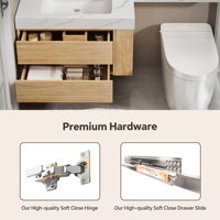 Meuble-lavabo moderne en bois massif avec miroir intelligent, armoire de rangement et vasque simple pour votre salle de bain contemporaine