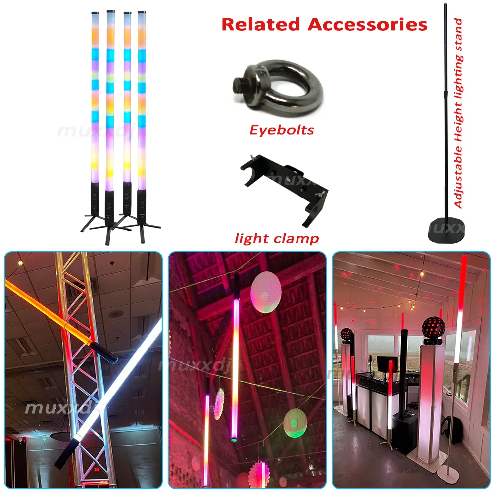 MUXXDJ alta calidad inalámbrico alimentado por batería Titan 360-Pixel Led tubo RGBWA Titan Sticks Luz Para Boda DJ