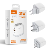 Ldnio Offres Spéciales A2522c PD & QC 3.0 chargeur rapide 30w avec affichage LED souper chargeur rapide chargeur mural pour téléphone