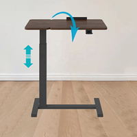 Table de lit réglable en métal avec plateau rabattable et réglage pneumatique de la hauteur pour hôpital, maison, école, salle à manger