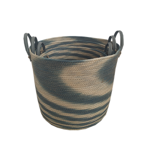 Commercio all'ingrosso Set di 3 rotondi di <span class=keywords><strong>carta</strong></span> corda cesto di stoccaggio tessuto pane da bucato cesto di stoccaggio con manici - Product Image 3