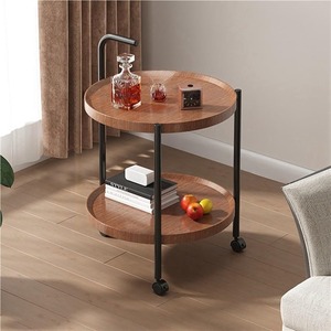 Meubles de salon pour la maison, <span class=keywords><strong>table</strong></span> basse ronde en bois de style moderne, <span class=keywords><strong>table</strong></span> d'appoint en bois durable avec <span class=keywords><strong>roulettes</strong></span> - Product Image 4