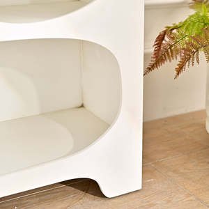 INNOVA Home Modern <b>White</b> <b>Wooden</b> Living Room Cabinet Bookcase with 4 <b>Shelves</b> for Home Office and Living Room Furniture - Product Image 6