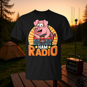 T-shirt Ham Radio Pig On Boombox pour les radioamateurs - Product Image 3