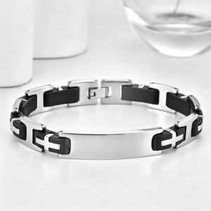 Men's Handcrafted Multi-Layer <b>Bracelet</b> Black <b>Leather</b> Cord & Stainless Steel Braid - Product Image 2