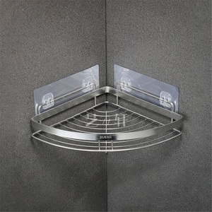 Étagère d'angle triangulaire moderne en alliage de zinc sans perçage, à ventouse, pour comptoir de salle de bain et rangement de cuisine - Product Image 5
