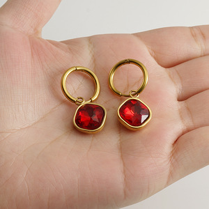 ZOGXIN Geometric <b>Drop</b> <b>Earrings</b> 18K Gold Plated Crystal Studs For Everyday Wear - Product Image 3