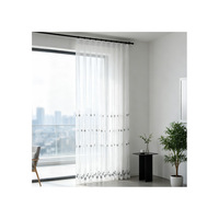 Nouveauté : Rideaux en voile brodés de style européen, rideaux de fenêtre en voile blancs à broderie florale de luxe léger
