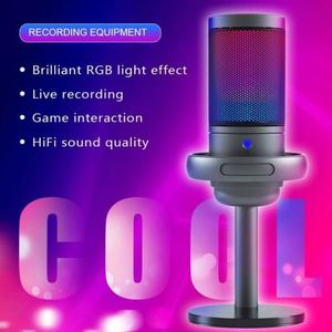 ไมโครโฟน RGB พร้อมขาตั้งแบบตั้งโต๊ะ ชุดไมโครโฟนคอนเดนเซอร์แบบมีสาย สำหรับเล่นเกม บันทึกเสียง ถ่ายวิดีโอ ไลฟ์สด รองรับโลโก้ OEM - Product Image 6