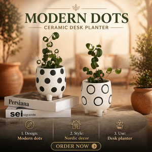 Maceta <span class=keywords><strong>de</strong></span> Cerámica Pintada a Mano con Diseño <span class=keywords><strong>de</strong></span> Puntos, Maceta Pequeña para Cactus con Orificio <span class=keywords><strong>de</strong></span> Drenaje, Mini Maceta Decorativa <span class=keywords><strong>de</strong></span> Porcelana para Escritorio - Product Image 1