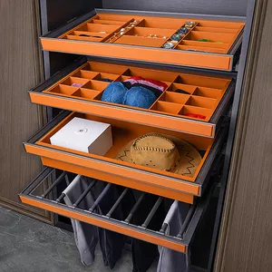 Pull Out Garage BOX Shoe Aluminum Leather Jewelry Clothes Cosmetic Organizer Sliding Basket Underwear Displays Storage Drawers