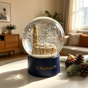 Kunstharz-Handwerk St. Michaelis-Gebäude Schneekugel Maßgefertigte Glas-Wasserkugel Weihnachtsdekoration Sammlerstück - Product Image 5