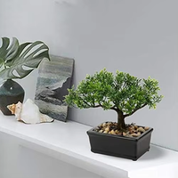 OH ARTS Petit Bonsaï Artificiel Intérieur Genévrier Fausses Plantes Décor Pots en Céramique pour Maison Salon Salle de Bain Étagère Ferme