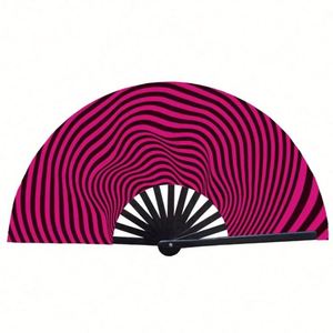 Party Use Bamboo Hand <b>Fans</b> Big Clack Kungfu <b>Fans</b> <b>Large</b> 33cm Customized Logo Pride <b>Large</b> Rave Rainbow <b>Fans</b> - Product Image 2