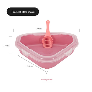 Dreieckige Halbgeschlossene Katzentoilette Große Größe Anti-Spritz Anti-Geruch Katzentoilette mit Schaufel für Katzen und Welpen - Product Image 3