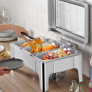 ถาดอุ่นอาหารสแตนเลสแบบพกพาสำหรับงานเลี้ยงบุฟเฟ่ต์และร้านอาหาร - Product Image 1