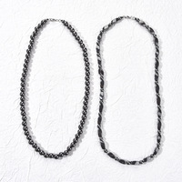 Collier unisexe fait main avec perles de hématite magnétique simples et chaîne en bambou, bijoux hip-hop transfrontaliers