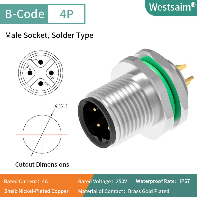 M12-B-4P mâle M12 * 1.0