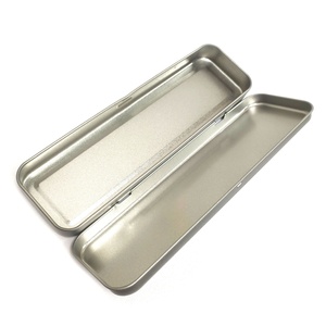 Caja de Almacenamiento Rectangular de Metal Plateado para Lápices, Caja de Metal Resistente con Bisagras para Material Escolar Infantil, Caja de Metal para Bolígrafos - Product Image 3