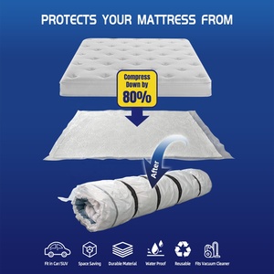 Sac de compression pour matelas réutilisable extra large, résistant aux déchirures, anti-poussière, imperméable, adapté aux matelas en mousse à mémoire de forme/latex avec sangles - Product Image 2