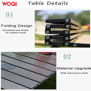 Table et chaises pliantes de pique-nique Woqi pour 2 personnes, ensemble portable de jardin en tissu Oxford blanc - Product Image 4