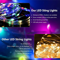 Guirlande lumineuse LED 5V WS2812B avec télécommande via application, étanche IP65, pour extérieur, Noël, fête