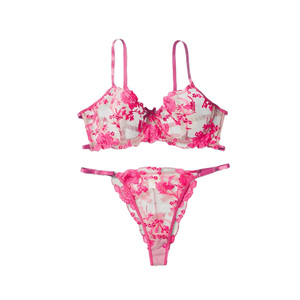 Ensemble de lingerie sexy léger en maille semi-transparente avec soutien-gorge à armatures et string à fleurs brodées, taille plus, nouvelle mode 2026 pour femmes - Product Image 6