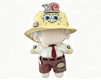 Tenue de poupée sur le thème des dessins animés personnalisée : chapeau bob, chemise, short, décorations hamburger et escargot – Ensemble complet pour poupée en coton de 20 cm à habiller