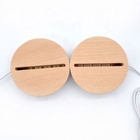 Base de lampe de nuit LED en bois lumineuse avec lumière blanche chaude, support d'affichage pour chambre à coucher, support de lampe à graver au laser DIY
