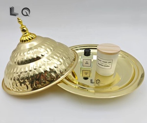 Exquisite Luxury Round Stainless Steel Hotel <strong>Buffet</strong> Dinner Dish Food Plate Restaurant Serving <strong>Tray</strong> <strong>With</strong> <strong>Lid</strong> - Product Image 5