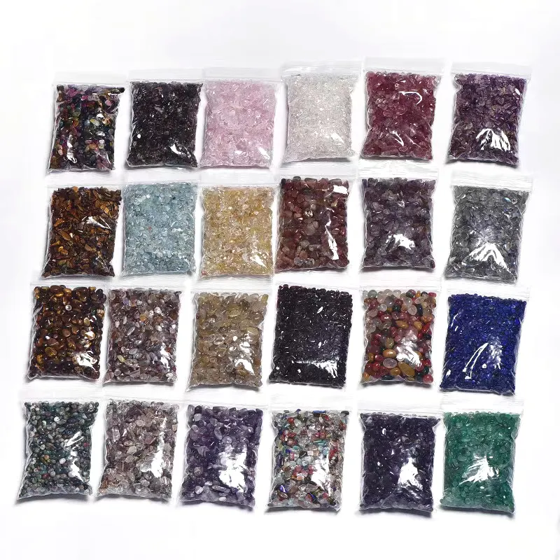 Doğal karışık renk taş cilalı kristal cips şifa gül kuvars çakıl ametist kristal cips dekorasyon için