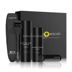 Luxftomar serum para crescimento de barba, homem de alta qualidade, cuidados com a barba, soro fresco, dermaroller, kit de crescimento de barba para homens