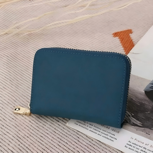 Porte-cartes compact en cuir avec blocage RFID, petite pochette zippée, porte-monnaie minimaliste, vente en gros - Product Image 3