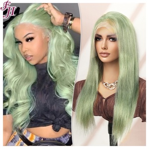 FH Wholesale 13x4 Long Straight Green <b>Wig</b> 20 Inch Raw Brazilian <b>Human</b> <b>Hair</b> <b>Lace</b> Frontal <b>Wigs</b> Vendor - Product Image 2
