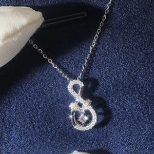 Ciondolo in Oro Bianco con Diamante Taglio Brillante Rotondo, Colore G Naturale, Charm Infinito, Minimalista da Donna per Uso Quotidiano - Product Image 1