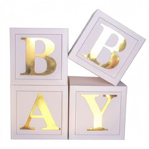 Boîte à ballons blanche avec lettres dorées pour fête d'<span class=keywords><strong>anniversaire</strong></span> de garçons et de filles, révélation de sexe, décorations de fête prénatale - Product Image 5