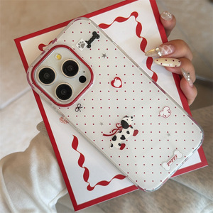 Coque de téléphone double couche motif chien à pois rouges de dessin animé coréen pour iPhone 17 Pro Max 16 15 14 13 – Housse mignonne pour filles - Product Image 4