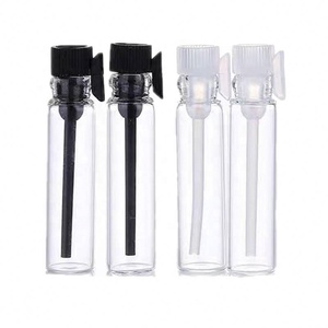 <b>Mini</b> Perfume Tester Glass <b>Bottle</b> 0.5ml 1ml 2ml 3ml Transparent Sample Essential Oil Glass Vials With Black Plastic Lid Dropper - Product Image 3
