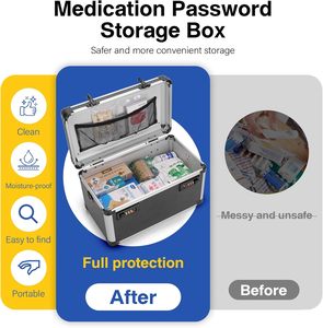 Boîte à médicaments en <span class=keywords><strong>aluminium</strong></span> avec serrure à combinaison, boîte de premiers secours sécurisée, étui de <span class=keywords><strong>rangement</strong></span> pour médicaments pour la maison et l'extérieur - Product Image 4